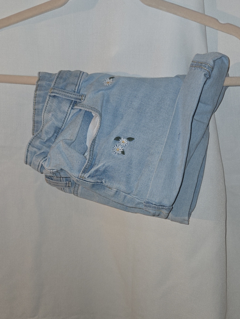 SO Light Blue Denim Shorts with Daisy Embroidery